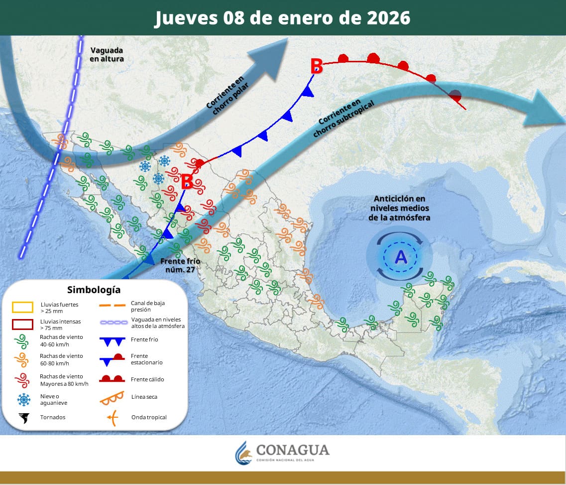 No habrá circulación ciclónica en México el 8 de enero | SMN Conagua