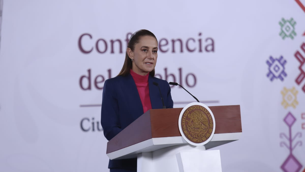La Presidenta desde Palacio Nacional para su conferencia de prensa del 7 de enero. | Juan Carlos Bautista