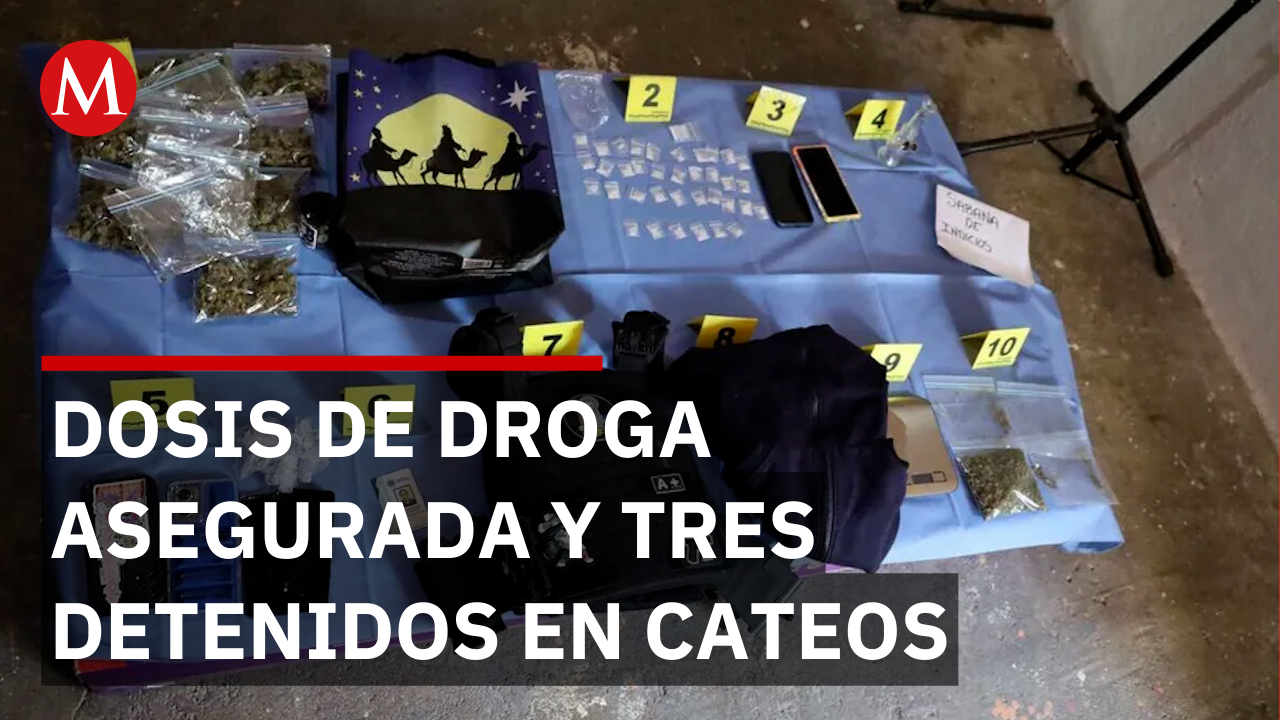 Aseguran más de 800 dosis de droga y detienen a tres en cateos en Morelia