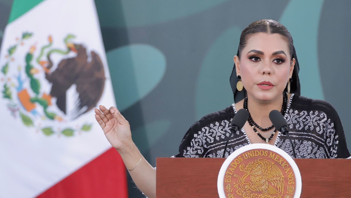 Evelyn Salgado Pineda durante la conferencia mañanera de este viernes 9 de enero.  | Foto: Ariel Ojeda.