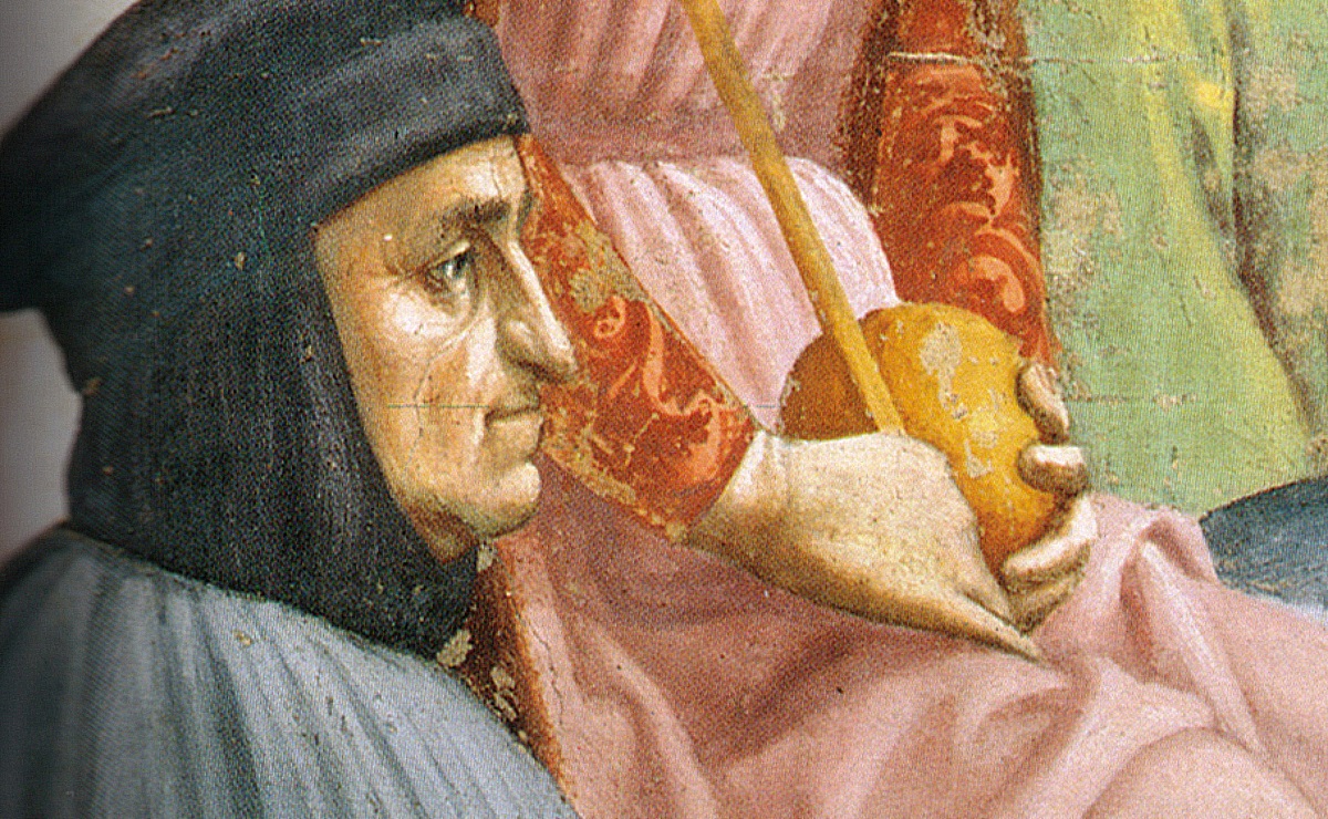 Presunto retrato de Coluccio Salutati en un fresco de Masaccio e Filippino Lippi. (Wikimedia Commons)