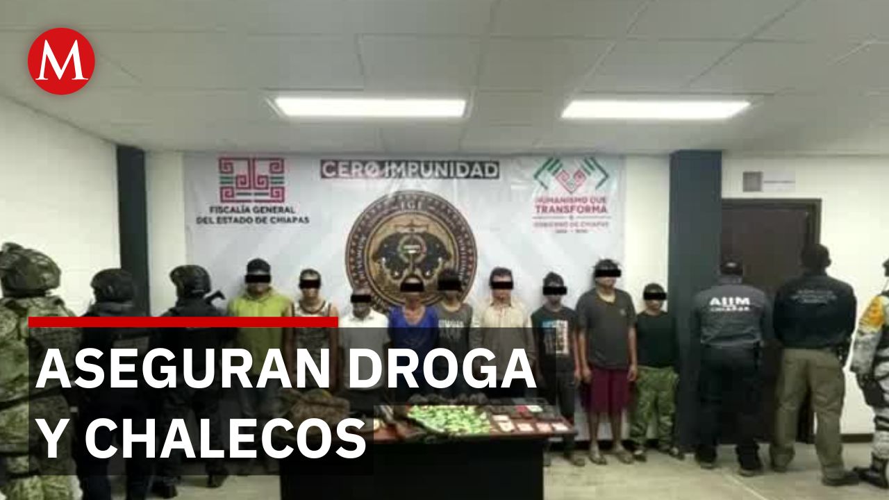 Detienen a 9 personas con insignias de la Guardia Nacional y narcóticos tras operativo en Chiapas