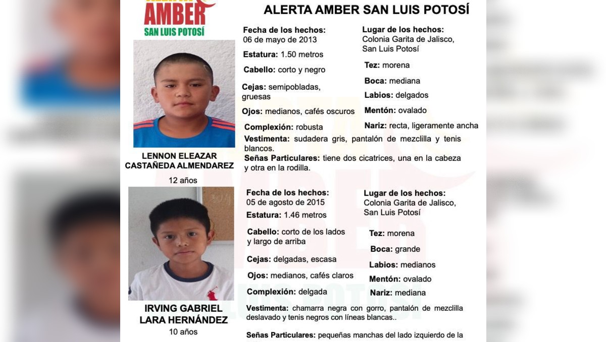 Activan Alerta Amber tras la desaparición de dos niños de una casa hogar en San Luis Potosí. | Especial