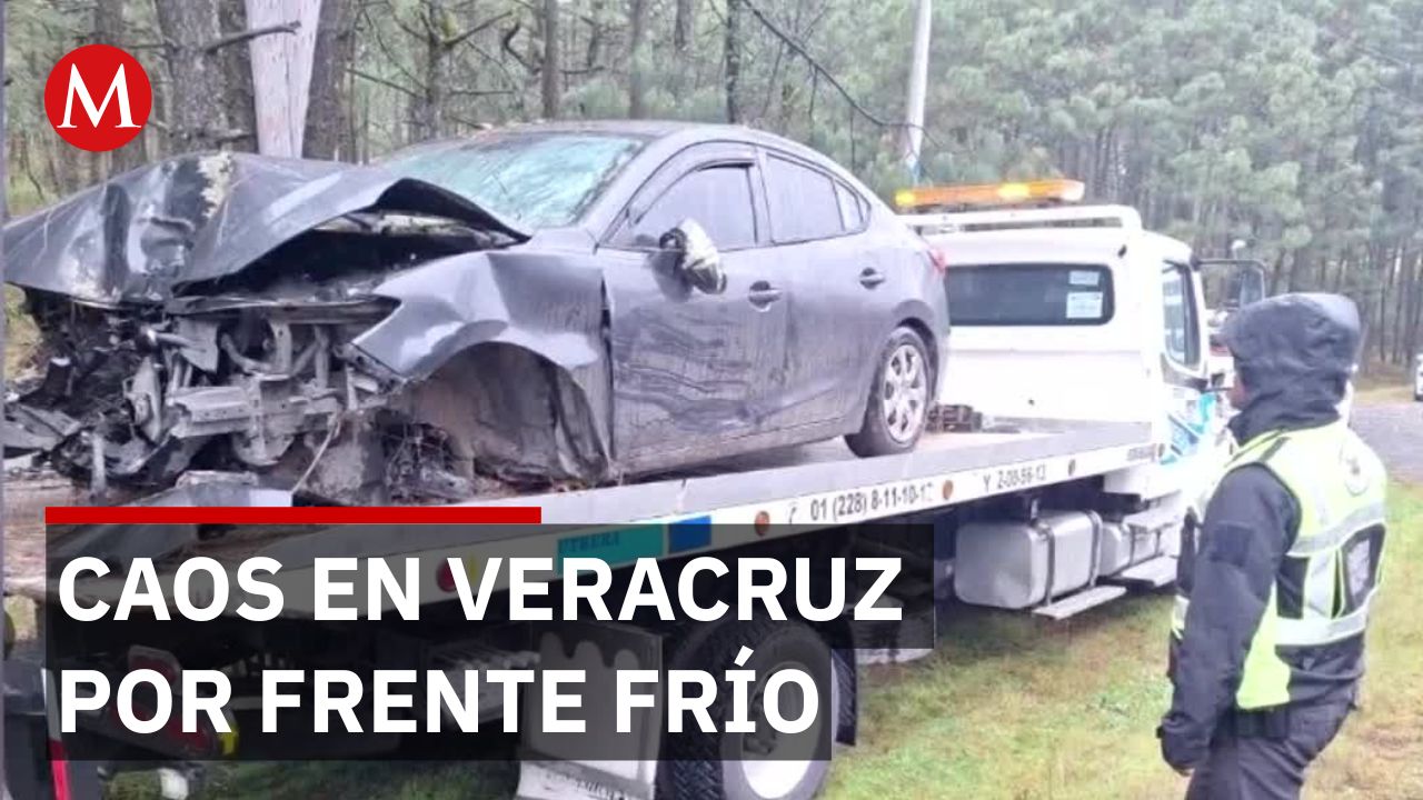 Frente frío 27 deja 15 personas lesionadas y un choque múltiple entre tráileres en Veracruz