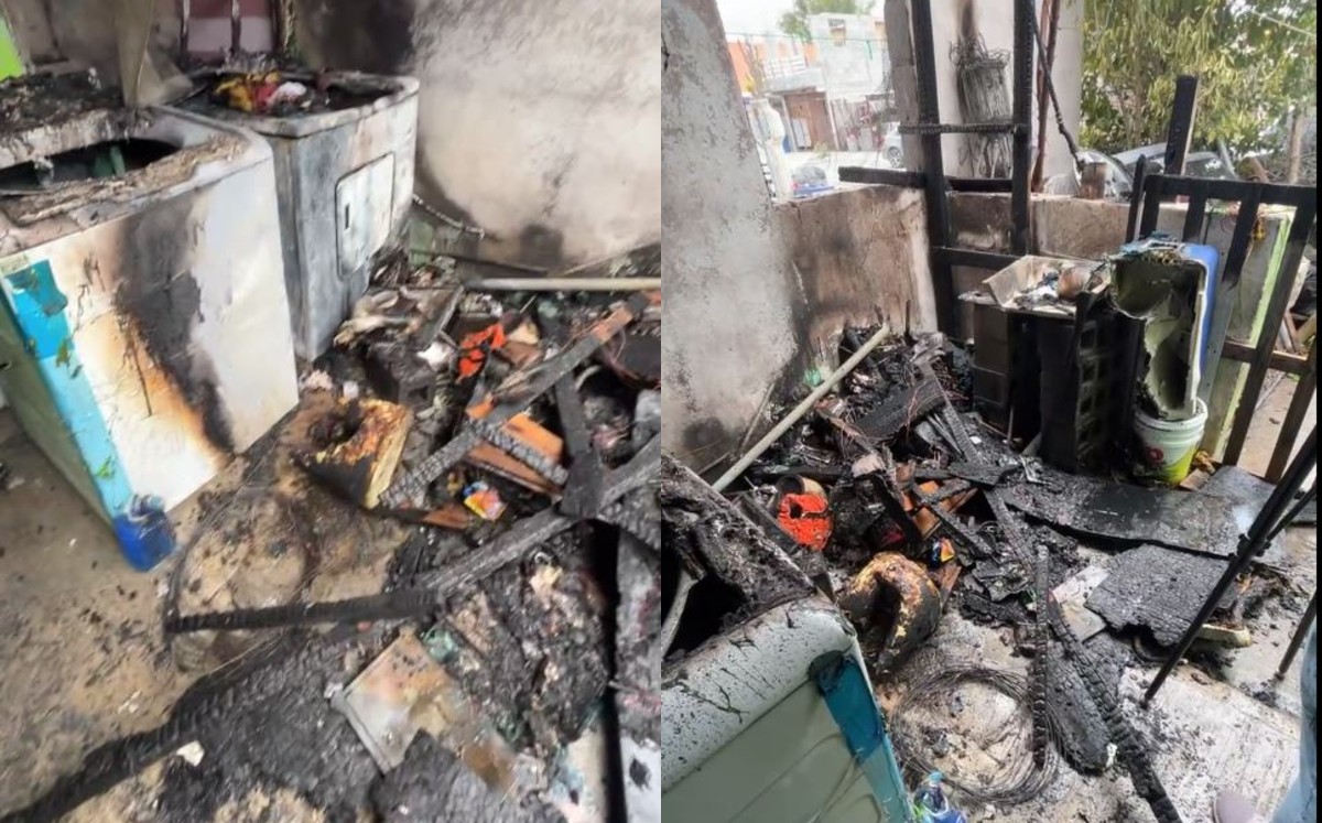 Las llamas consumieron diversos muebles y provocaron daños severos en el techo de la vivienda. Telediario Reynosa (Facebook)