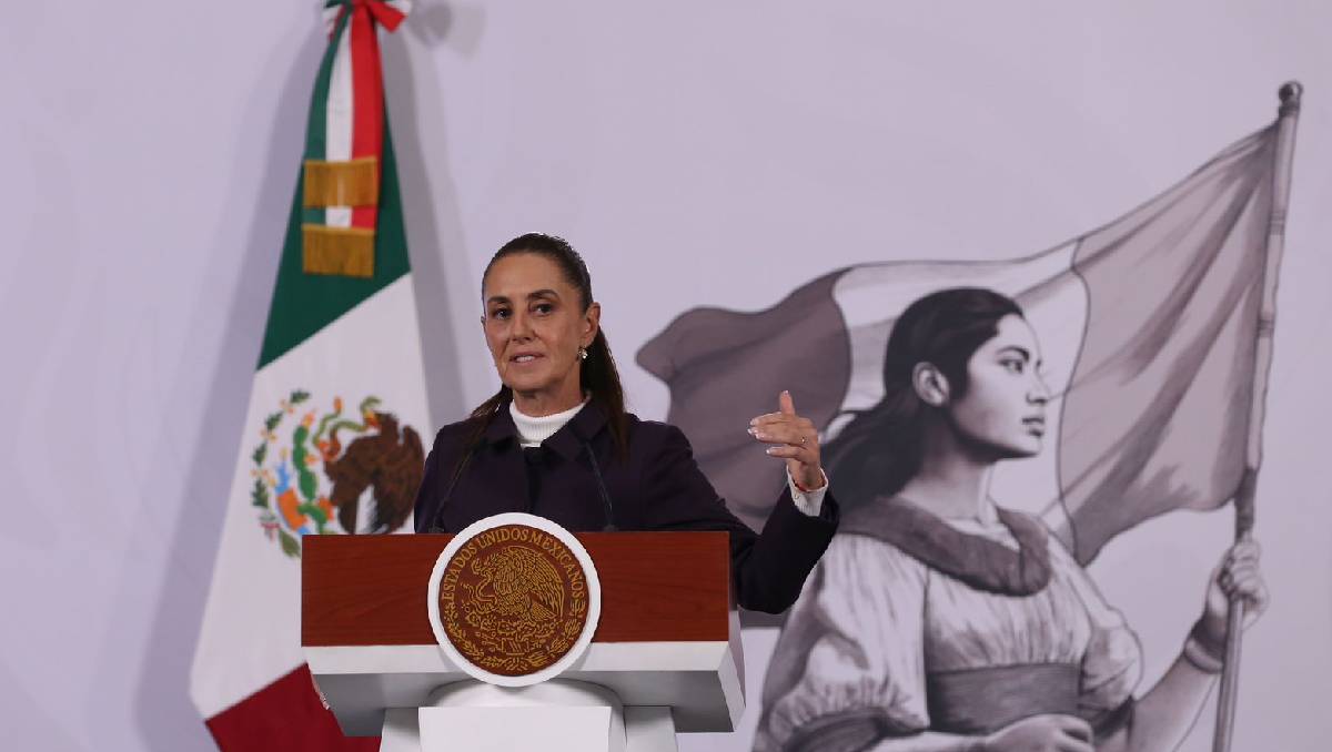 La presidenta Sheinbaum en el salón Tesorería de Palacio Nacional (Foto: Ariana Pérez)