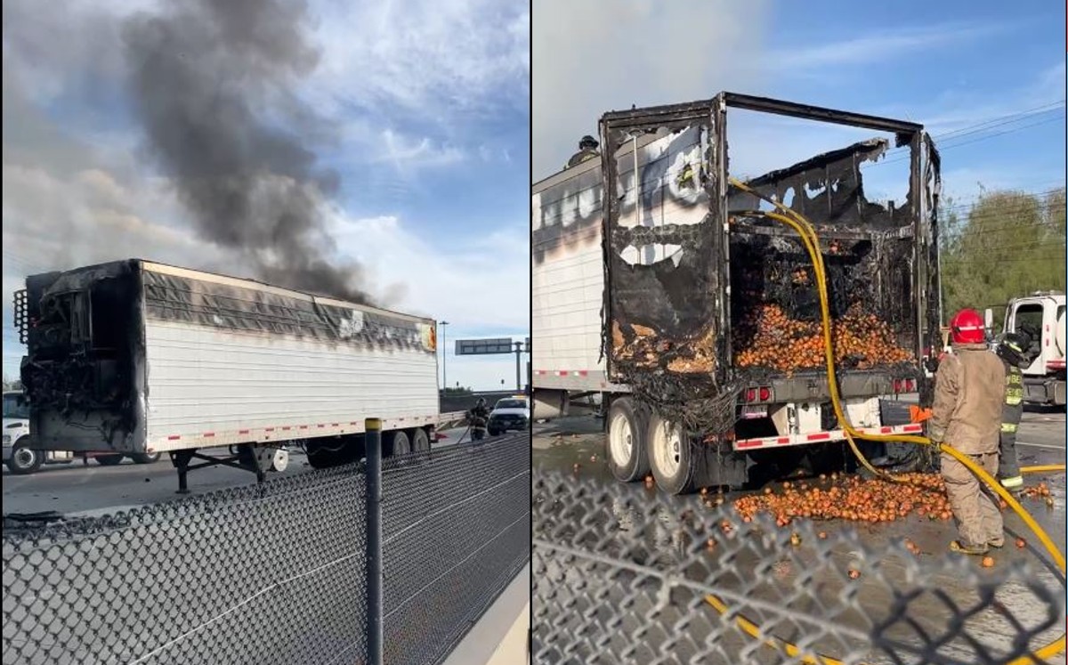 Incendio en caja de tráiler provoca alarma en puente internacional Reynosa-Pharr. | Javier Hernández