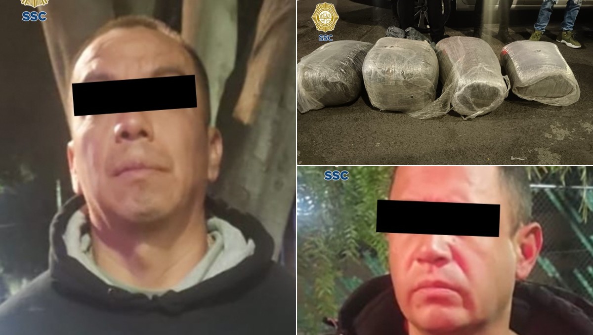 Los hombres fueron detenidos con cuatro bultos con presunta mariguana en Iztapalapa. | SSC