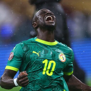 Sadio Mané en festejo durante la final de la Copa Africana de Naciones que conquistó Senegal.
