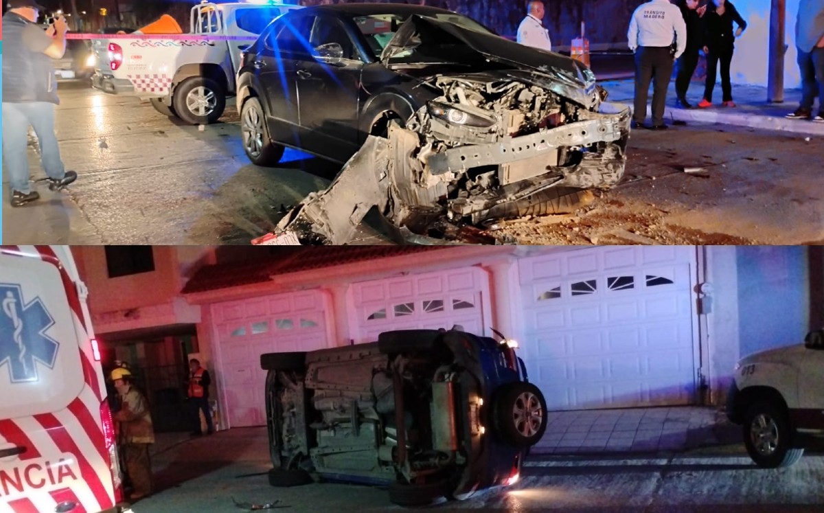 Fuerte accidente vial provoca volcadura en colonia Jardín 20 de Noviembre. | Sergio Sánchez