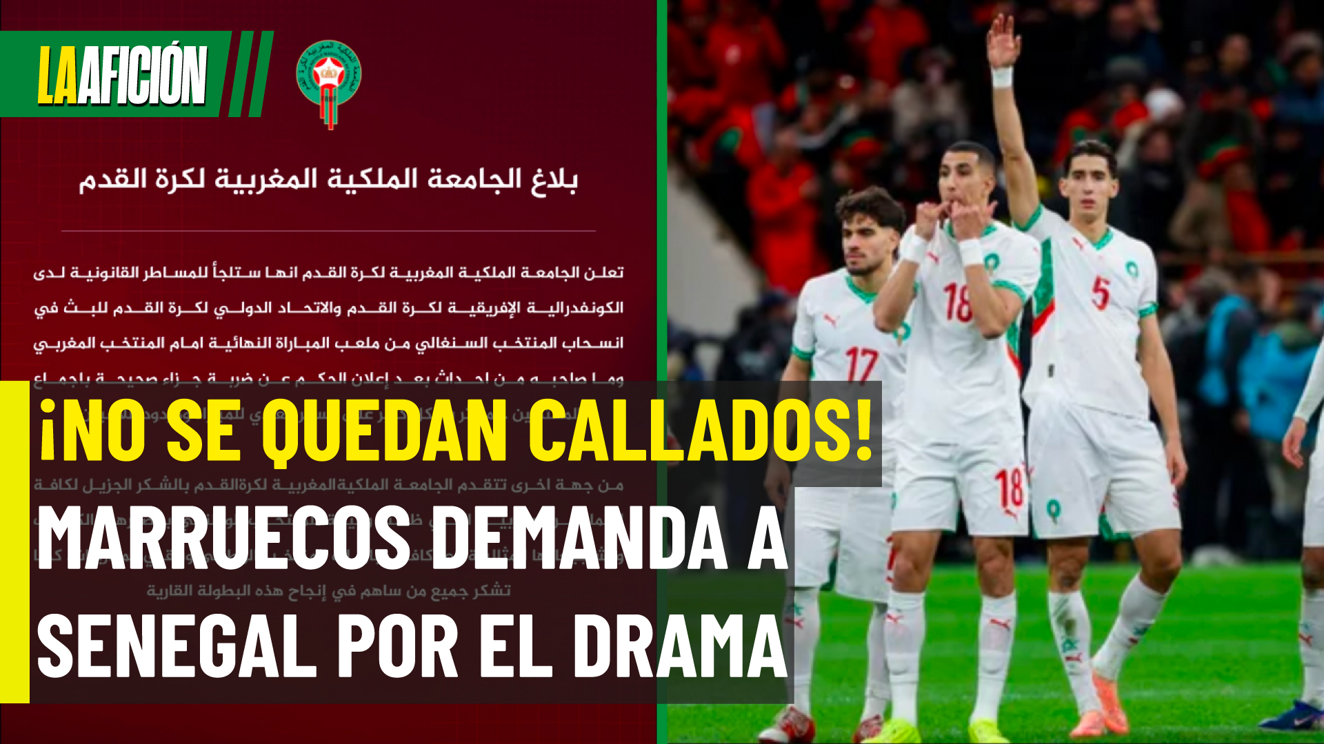 Marruecos denunciará ante FIFA y CAF la retirada de Senegal de la final de la Copa Africana de Naciones