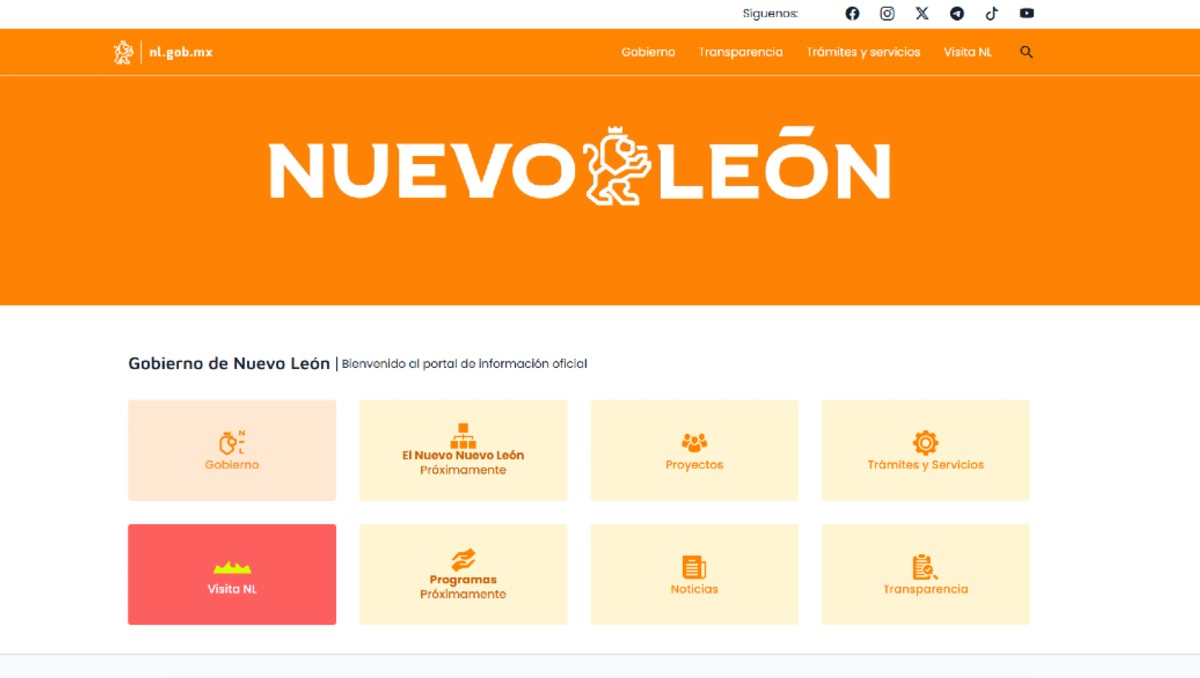 Portal web del Gobierno del Estado de Nuevo León.