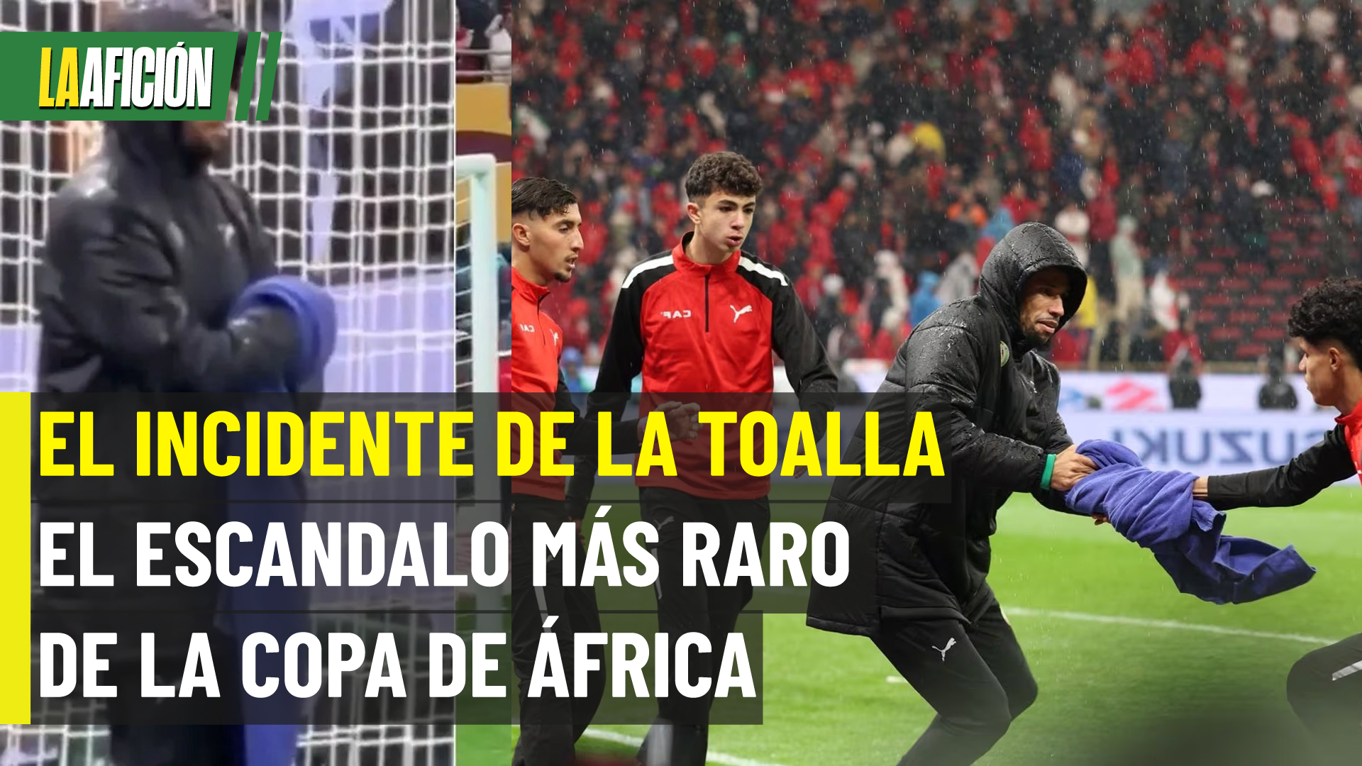 El portero suplente de Senegal se encara con los recogepelotas para proteger una toalla