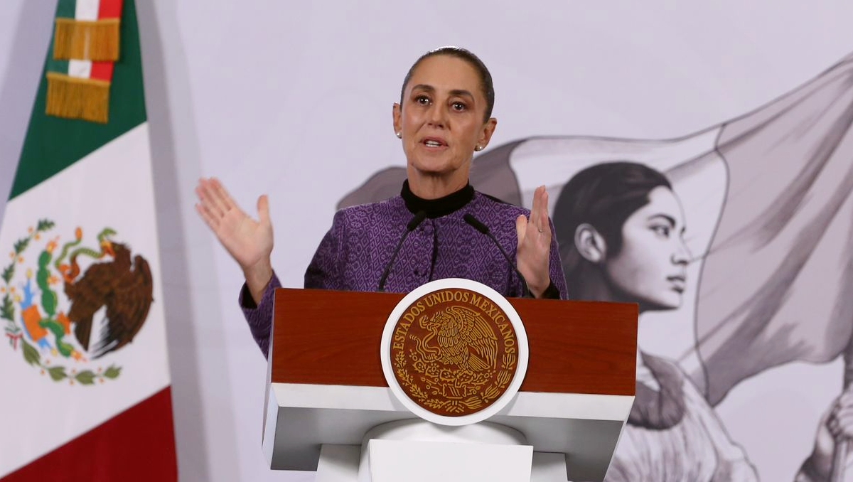 La presidenta Claudia Sheinbaum el 20 de enero desde su conferencia de prensa. | Ariana Pérez