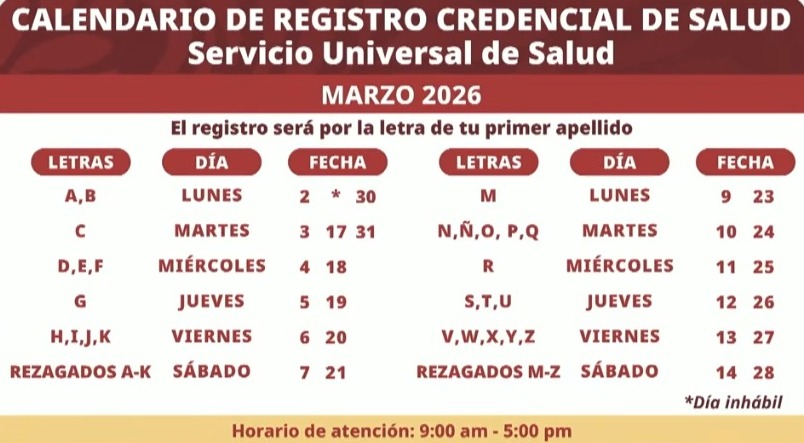 Registro de la Credencial Universal de Salud marzo 2026. Foto: (Especial)