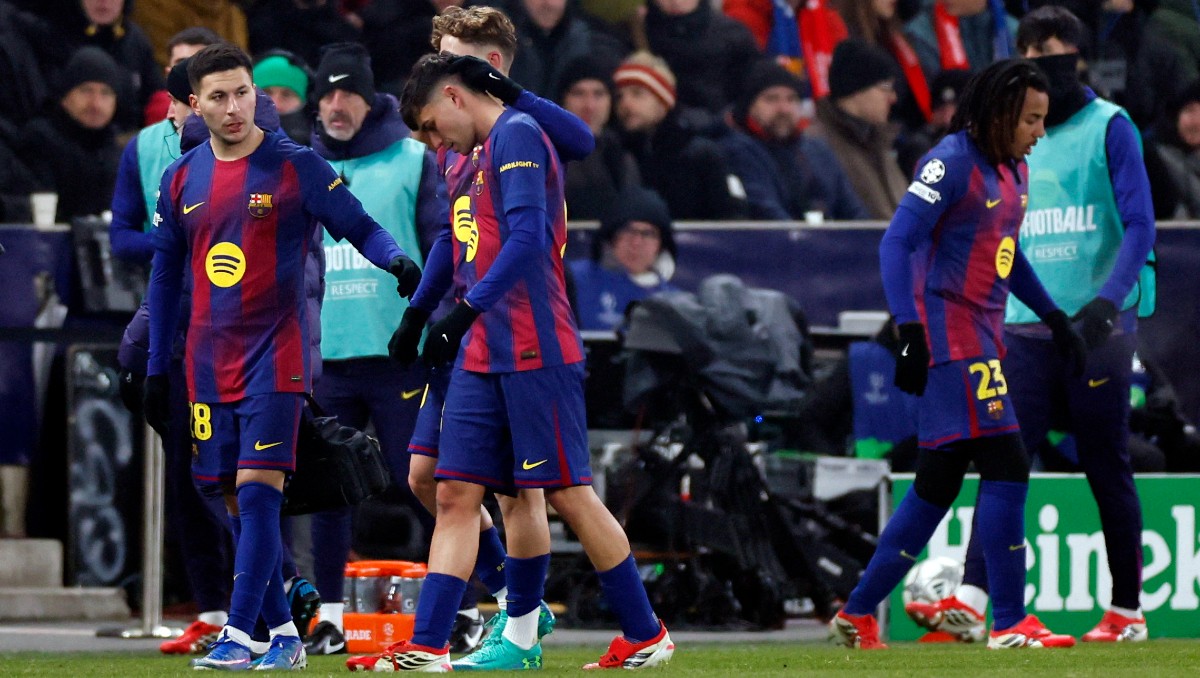 Pedri González se lesionó de los isquiotibiales en el encuentro del Barcelona y Slavia Praga (Reuters)
