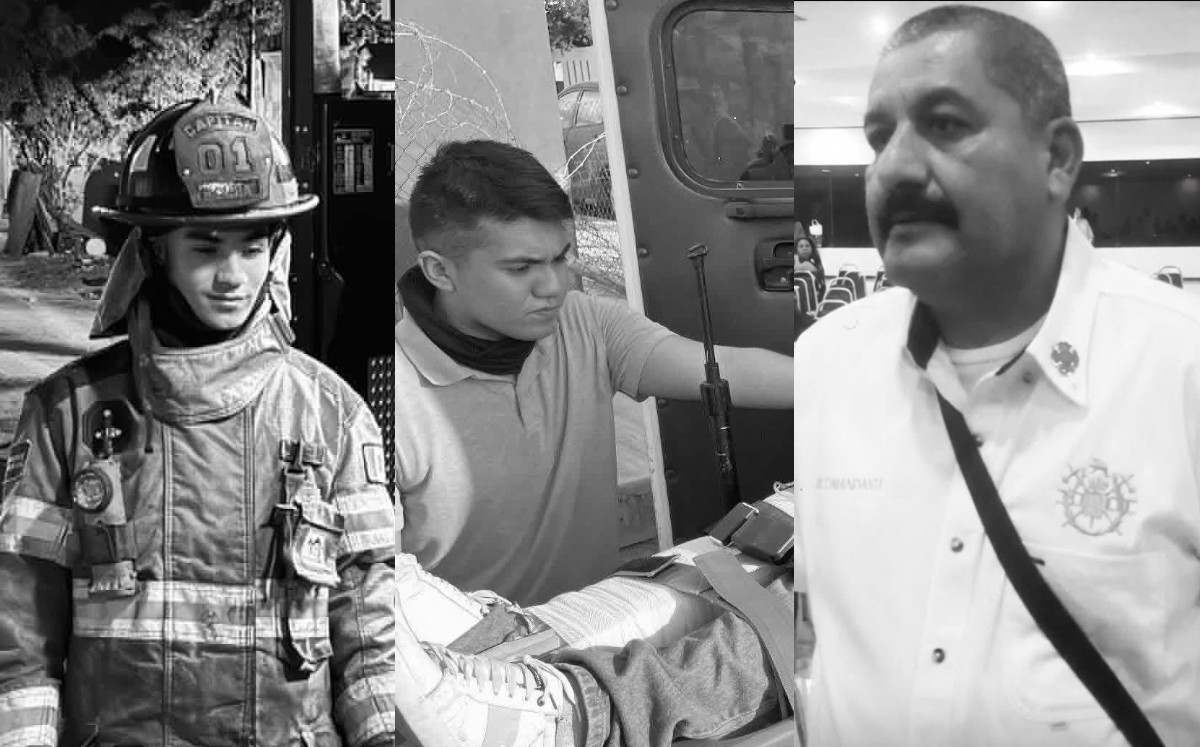 Ángel Gustavo, Osvaldo Cedillo, Carlos Emmanuel , bomberos fallecidos tras incendio en Matamoros.