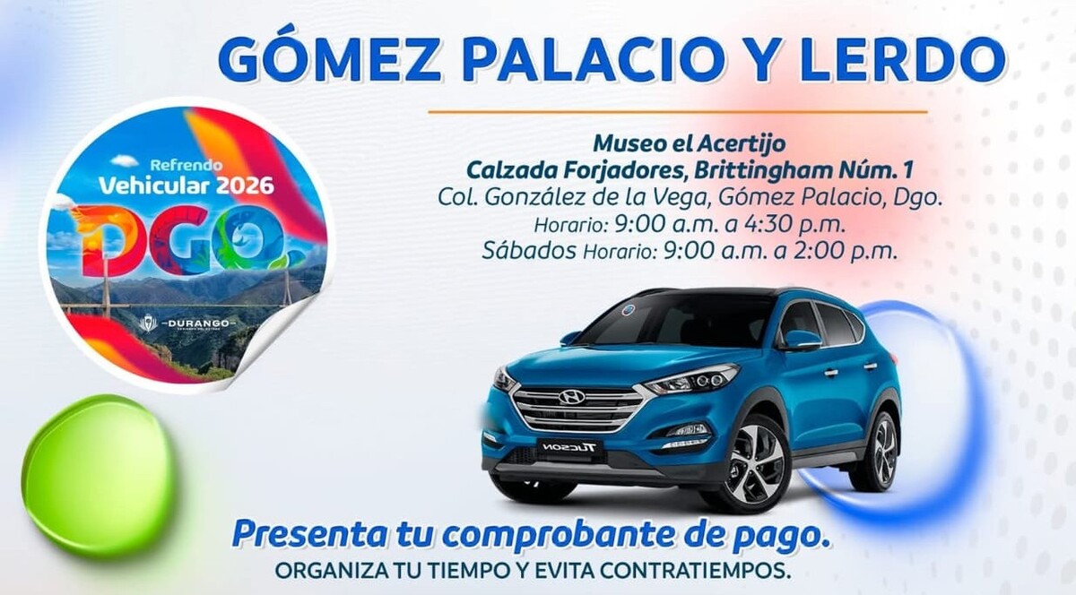 Refrendo vehicular en Gómez Palacio. | Cortesía