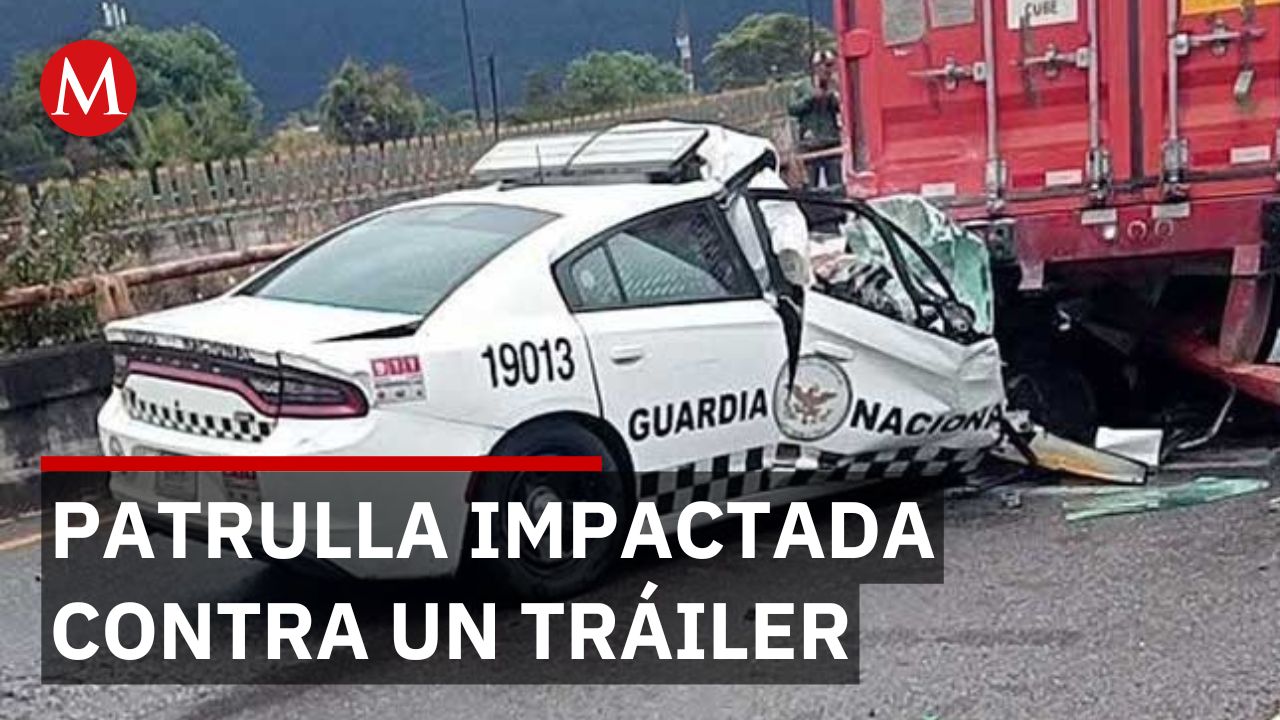 Patrulla de la Guardia Nacional choca contra tráiler en carretera federal de Veracruz
