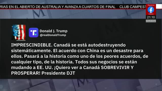 Trump amenaza con aranceles a Canadá si negocia con China | Paola Barquet, 26 de enero 2026