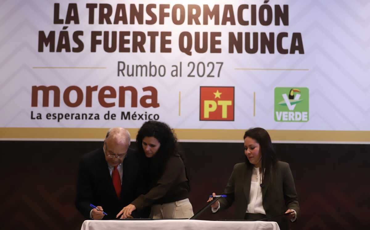 Dirigentes de Morena, PT y PVEM extienden alianza para elecciones 2027. | Javier Ríos