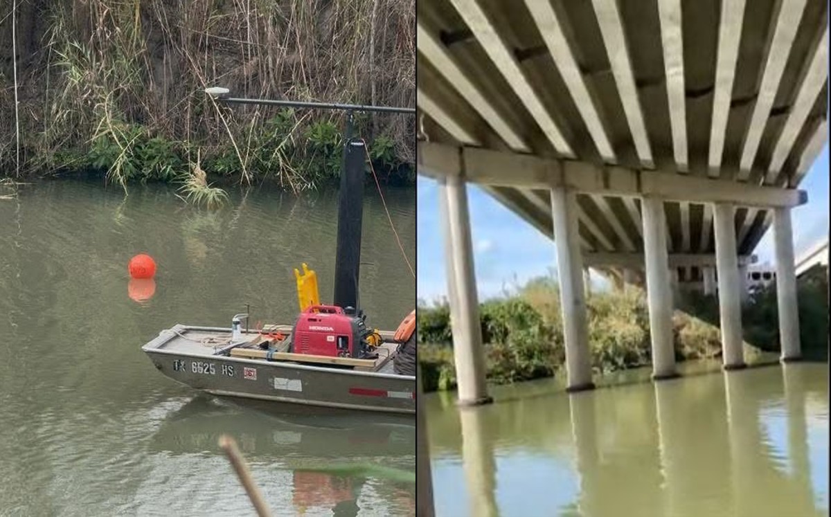 Boyas flotantes para instalación de muro inteligente sobre el Río Bravo.