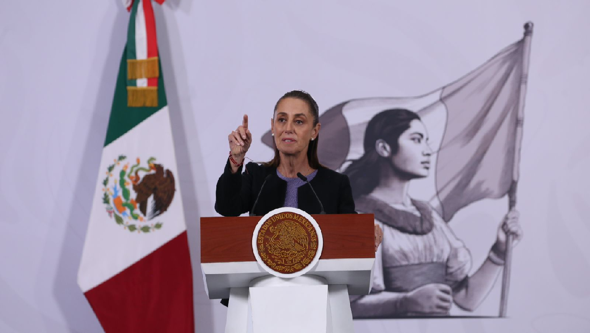 La Presidenta desde el Salón de Tesorería en Palacio Nacional el 29 de enero. | Ariana Pérez
