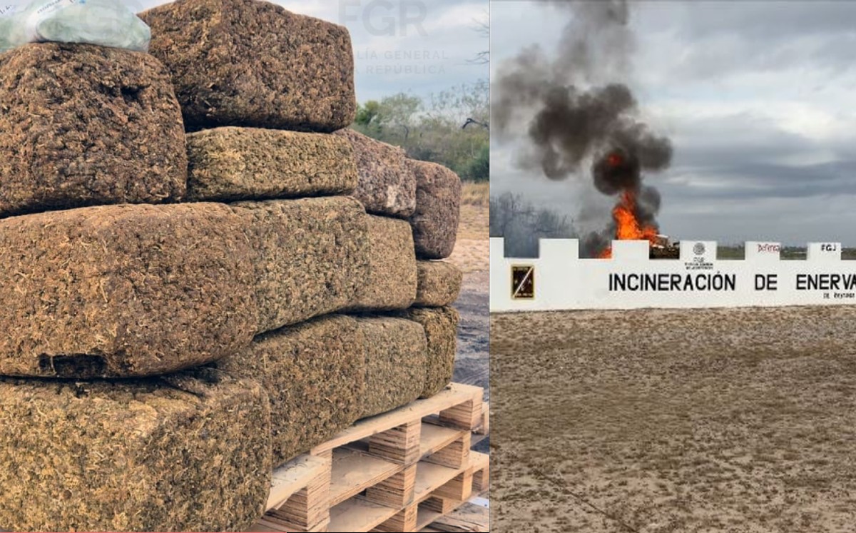 Quema de narcóticos en la Octava Zona Militar ubicada en Reynosa.
