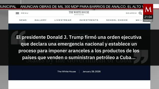 Nuevo arancel de EU para países que envíen petróleo a Cuba | Elisa Alanís, 29 de enero de 2026