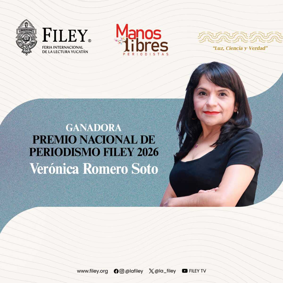 La periodista cultural Verónica Romero Soto fue reconocida con el Premio Nacional de Periodismo FILEY 2026