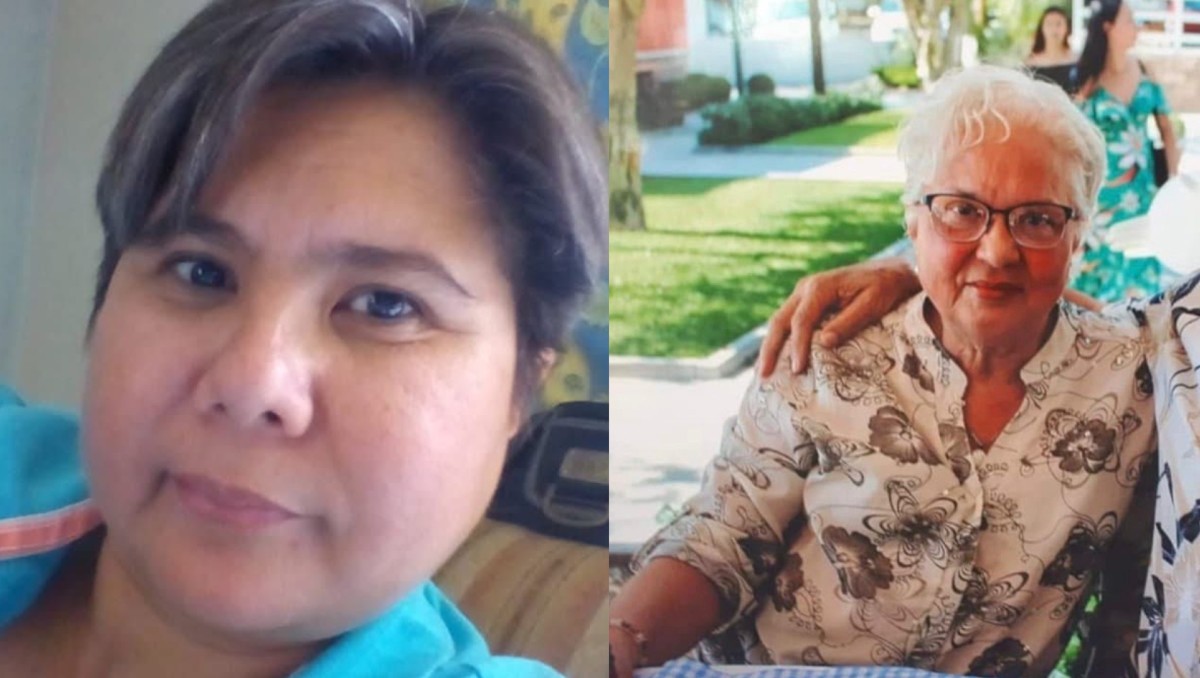 María Eugenia Delgado y su hija, Sheila Amezcua Delgado, familiares del secretario. | Especial