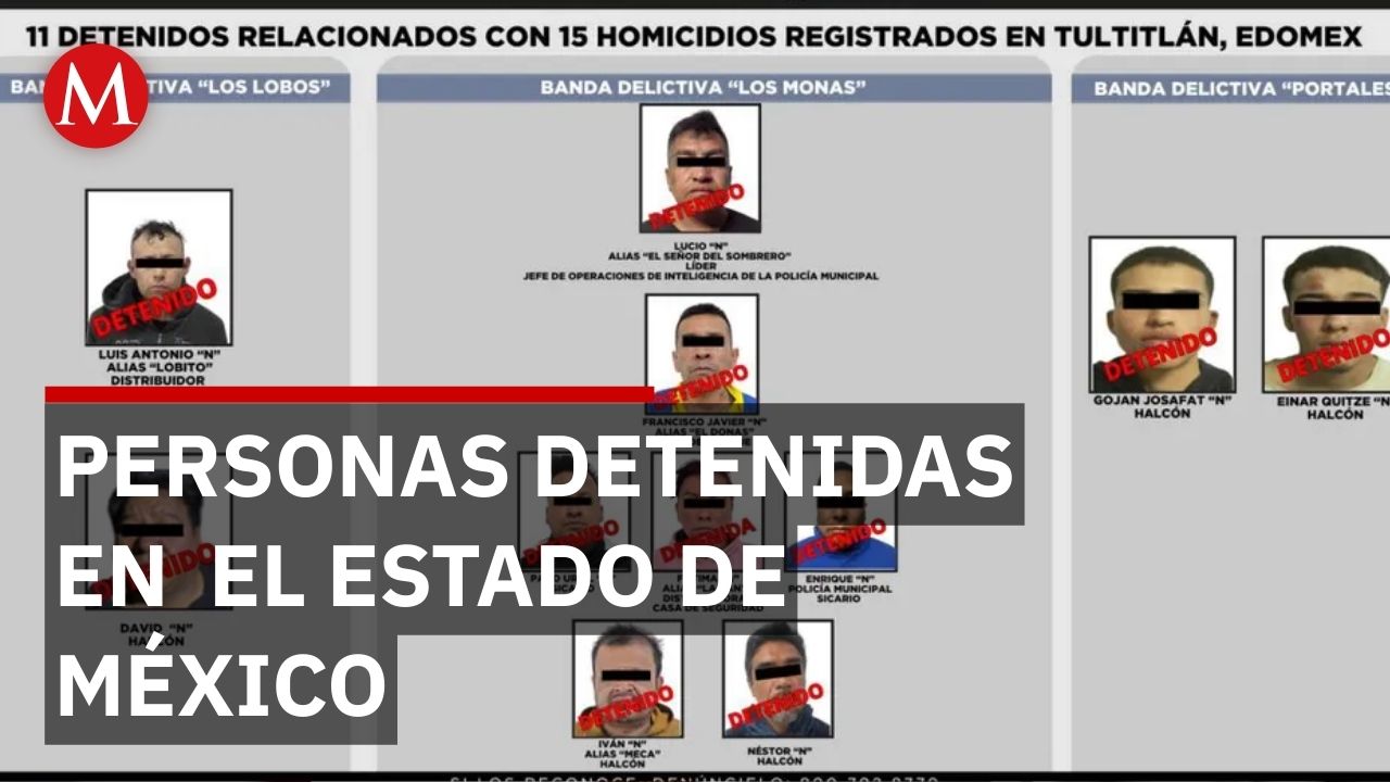 11 personas dedicadas al homicidio en Edomex son detenidas, entre ellos, policías municipales