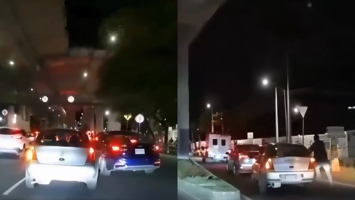 Un automovilista perdió la paciencia y desató un pleito en plena vía rápida de CdMx-Edomex y termino colgado de un auto en movimiento.