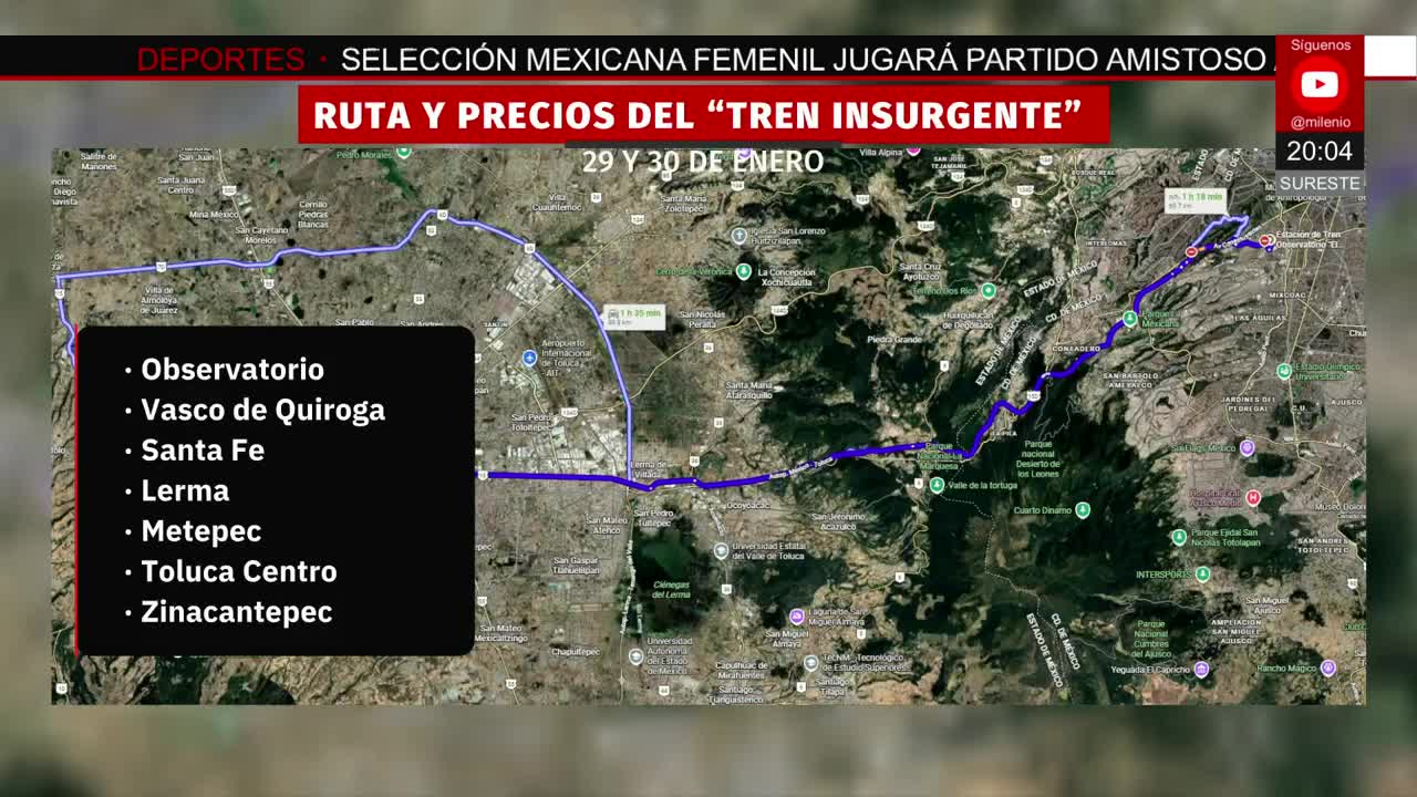 Conoce los precios y la ruta del nuevo tramo Santa Fe-Observatorio del Tren Interurbano