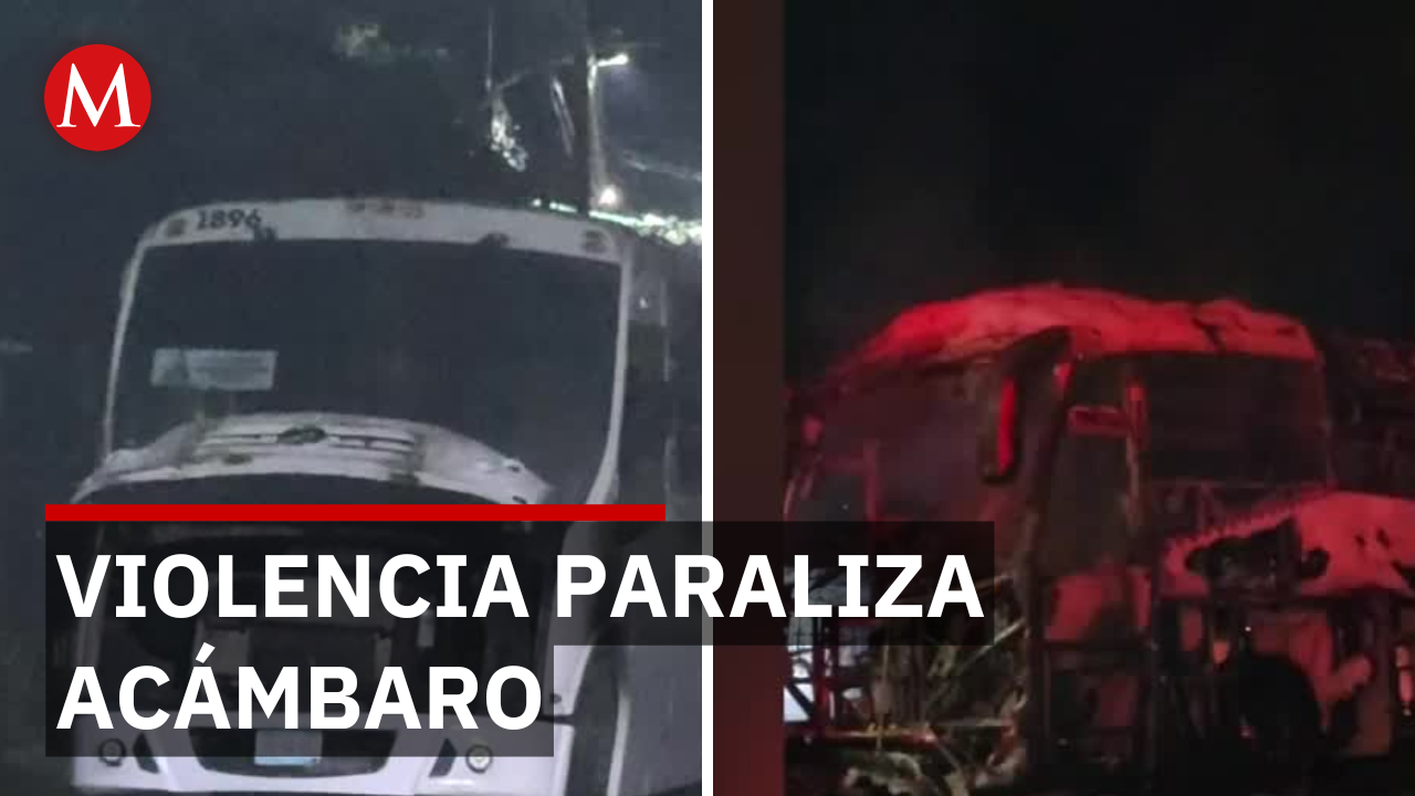Queman tres camiones de pasajeros en comunidades de Acámbaro, Guanajuato