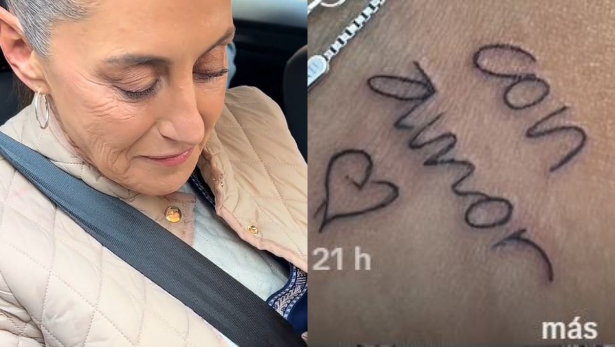 Jóvenes se tatúan firma de Sheinbaum. | Foto: Captura de pantalla