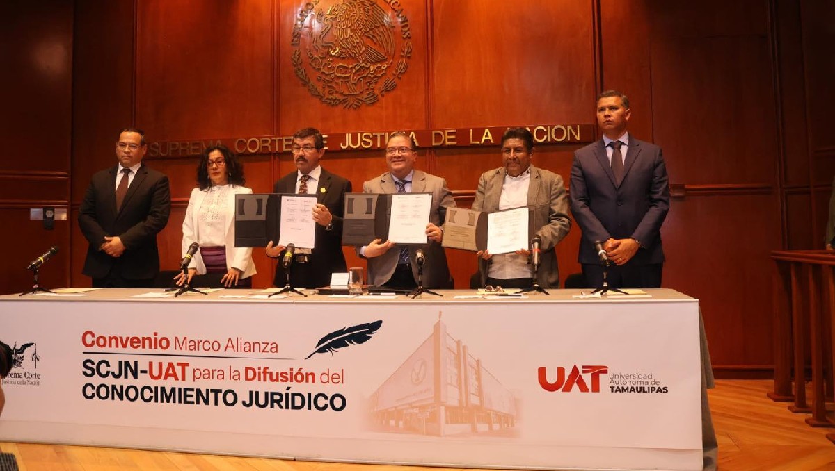 El rector de la UAT agradeció la disposición y apoyo del presidente de la SCJN, ministro Hugo Aguilar Ortiz, para hacer realidad esta iniciativa.