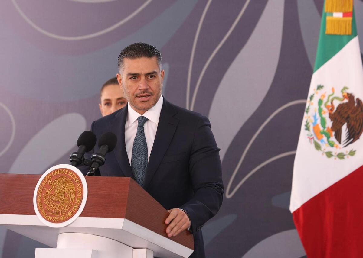 El secretario de Seguridad Omar García Harfuch en La Mañanera del Pueblo. | Foto: