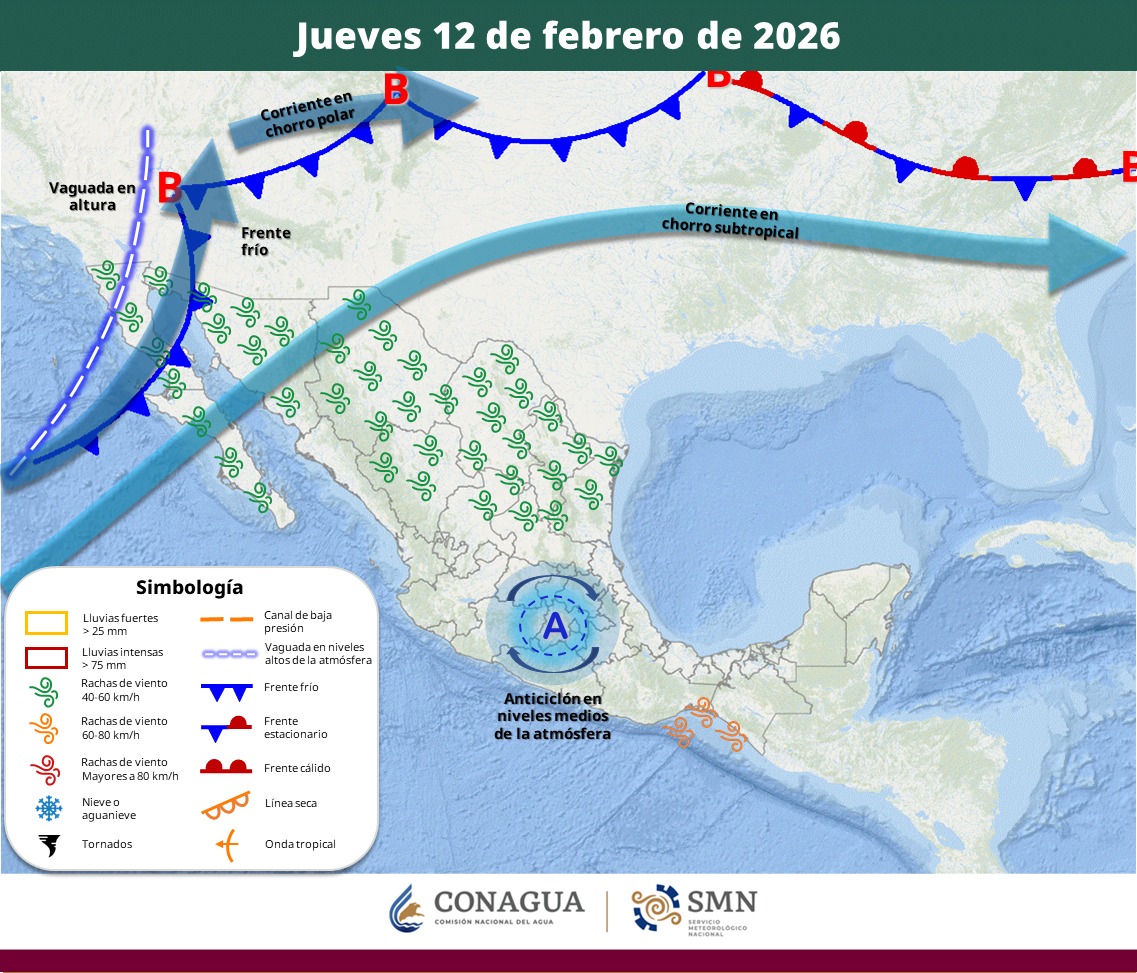 Frente frío número 34 afectará a México con lluvias, vientos y heladas | SMN Conagua