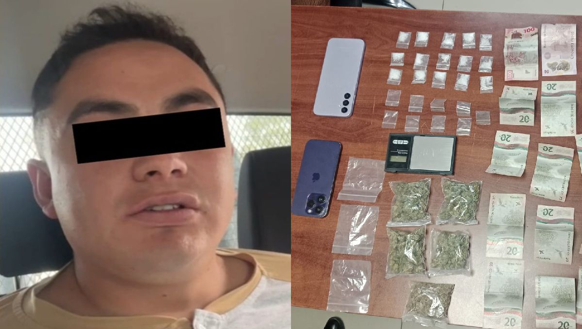 El narcomenudista en Aculco también portada dinero y un dron. Foto: (Especial)