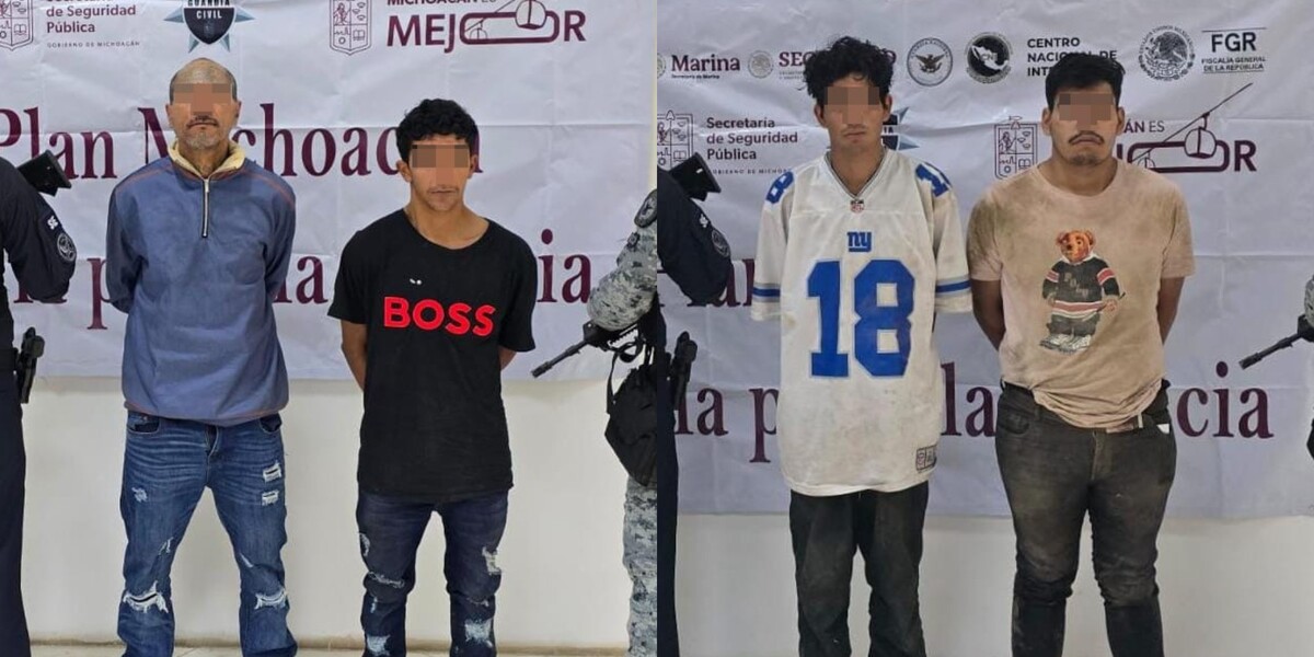 Detienen a cuatro presuntos integrantes del CJNG en Uruapan, Michoacán