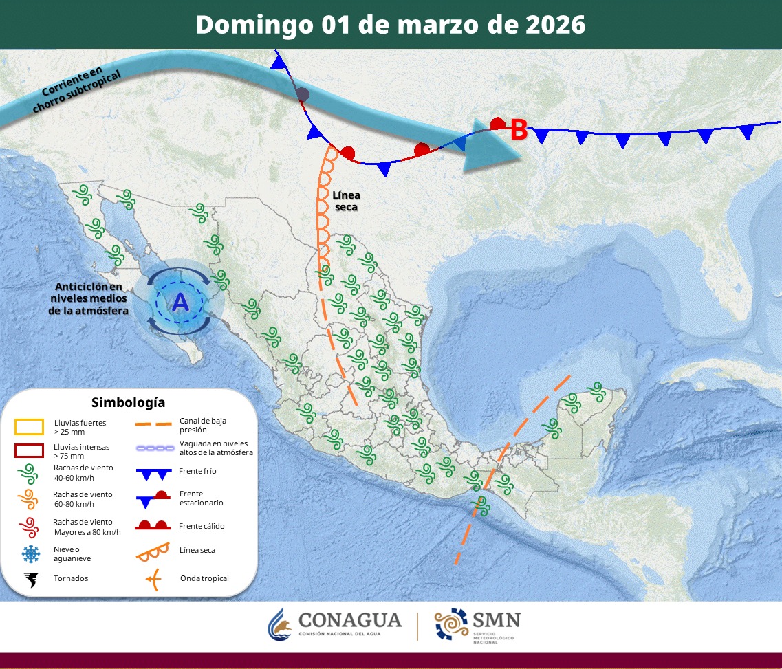 Línea seca en México el 1 de marzo | SMN Conagua