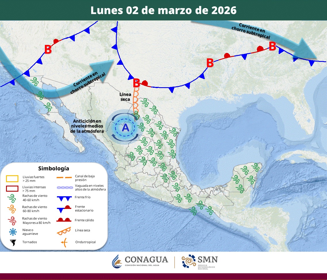 Línea seca en México el 2 de marzo | SMN Conagua