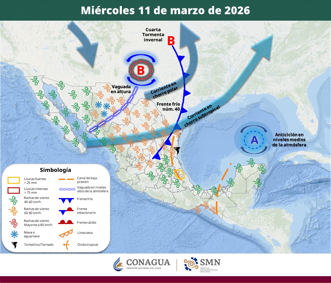 Cuarta tormenta invernal en México el 11 de marzo | SMN Conagua
