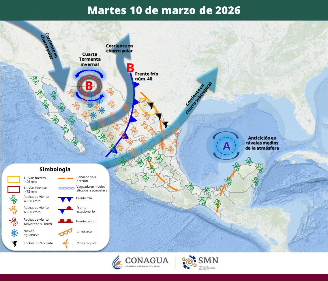Cuarta tormenta invernal en México el 10 de marzo | SMN Conagua