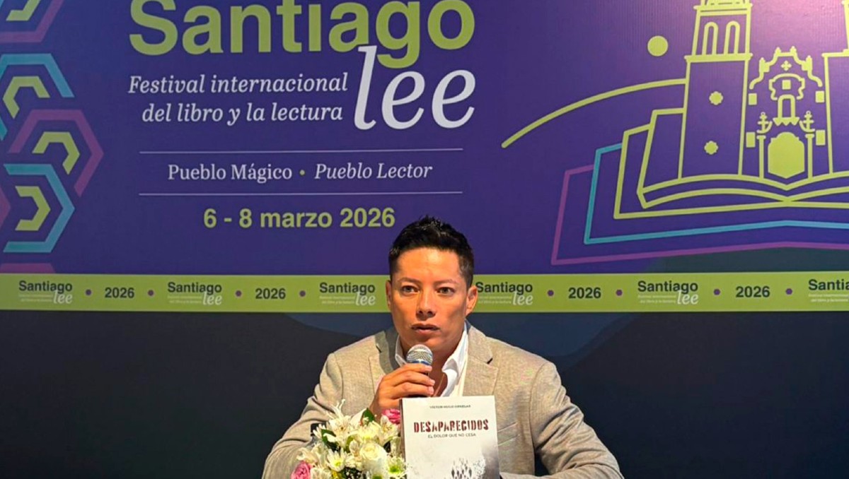 El periodista Víctor Hugo Ornelas relató distintos casos durante el Festival del libro en Santiago, Nuevo León. | Especial