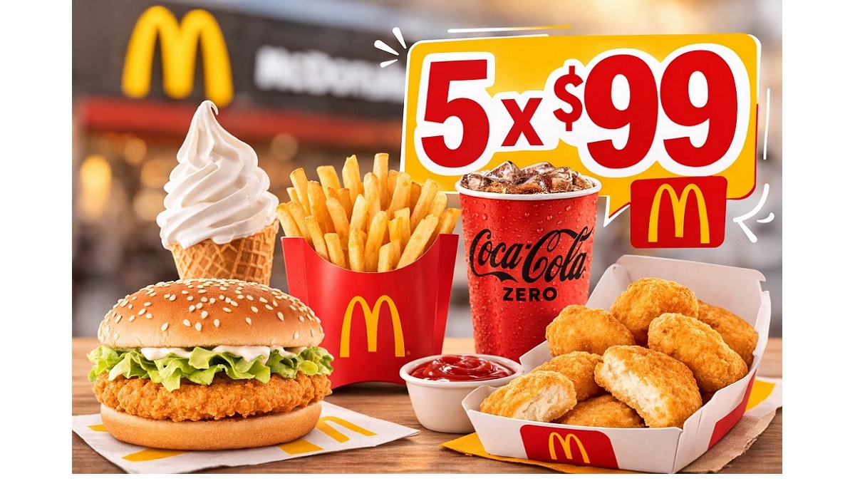 El menú incluye cinco alimentos, entre ellos, una McPollo. (Cortesía)