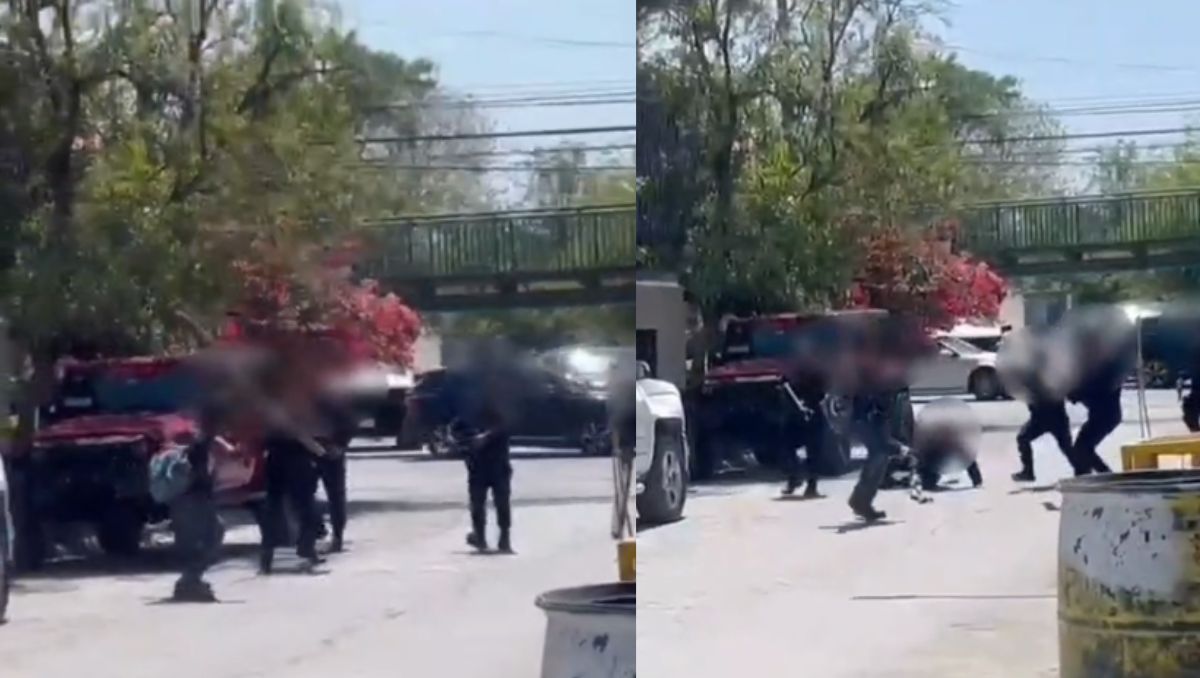 Mientras atacaba a los oficiales, el hombre sostenía a su hijo | Especial