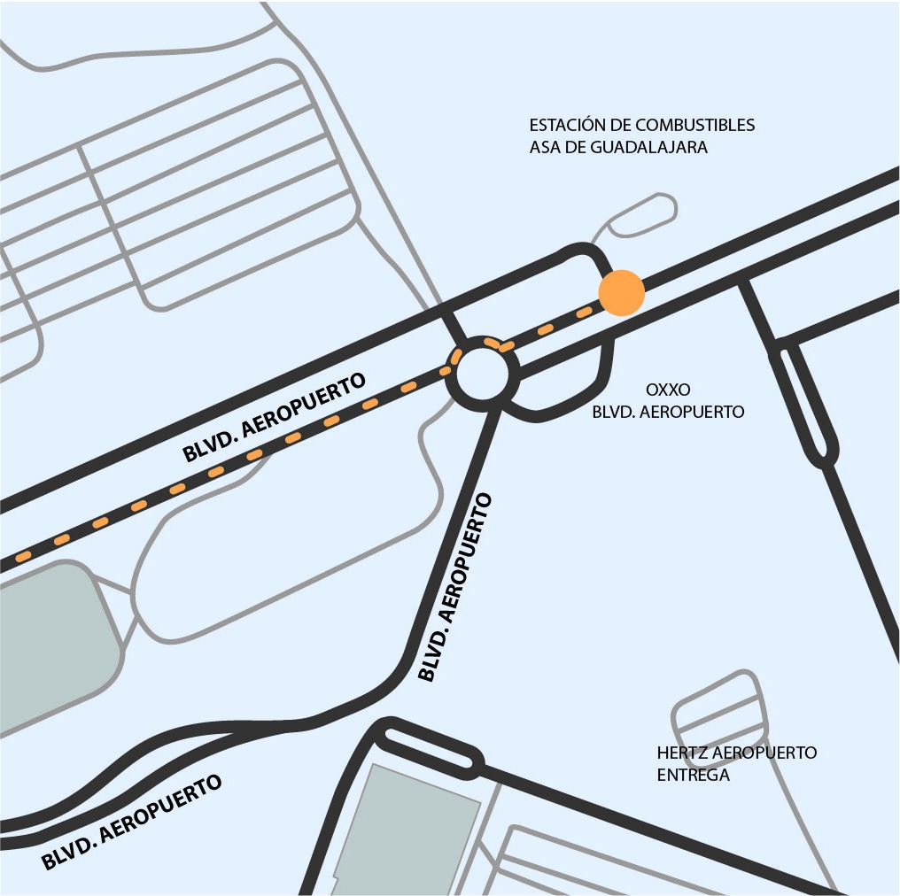 Mapa de la ubicación de la estación de la Línea 5en el Aeropuerto. (Diseño MILENIO)