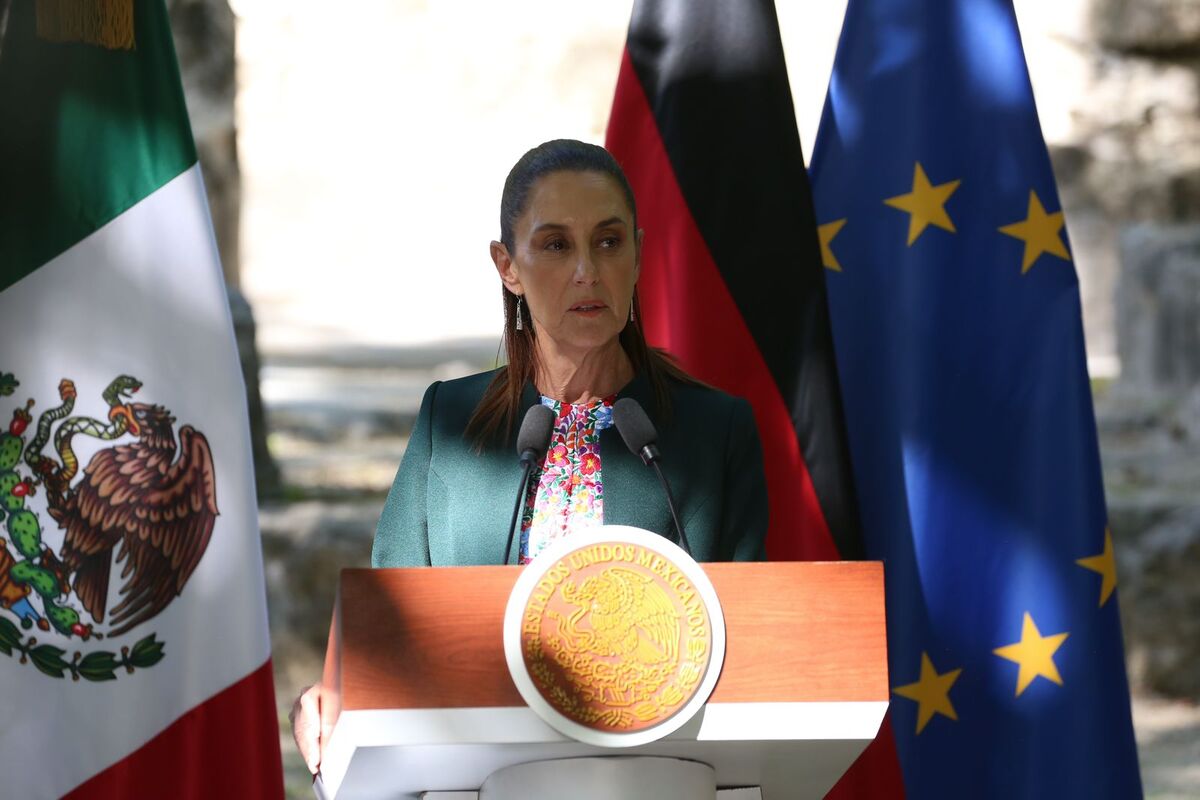 La presidenta Claudia Sheinbaum en conferencia de prensa desde el Museo Maya. | Ariana Pérez